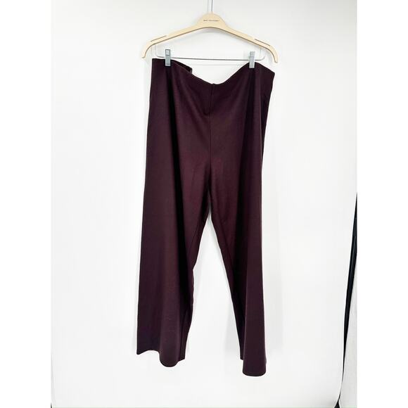 Eileen Fisher Wine Burgundy Wool High-Waist Pull-On Straight Pants Plus Size 2X - Picture 1 of 3